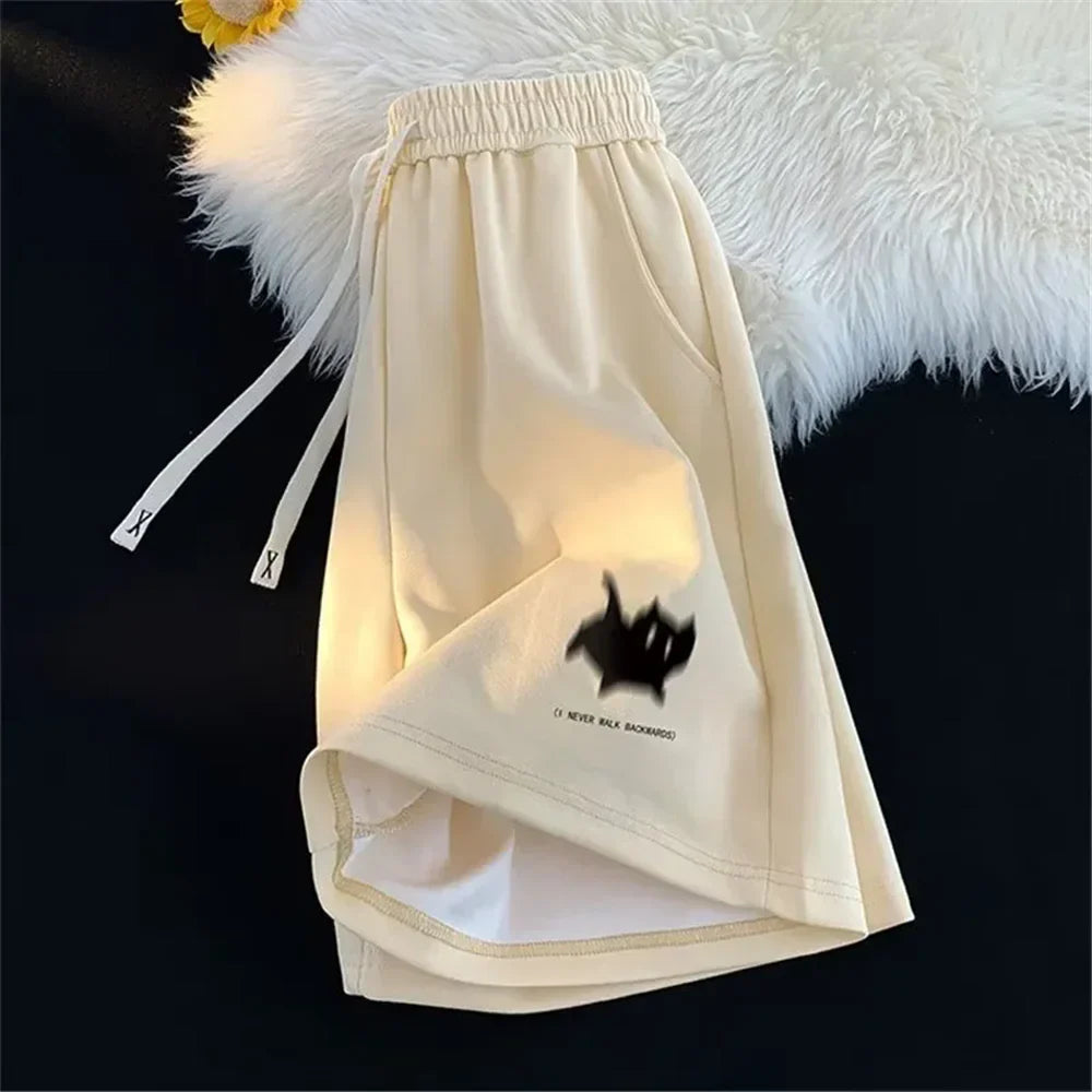 Vintage Style Cat Print High Waisted Shorts