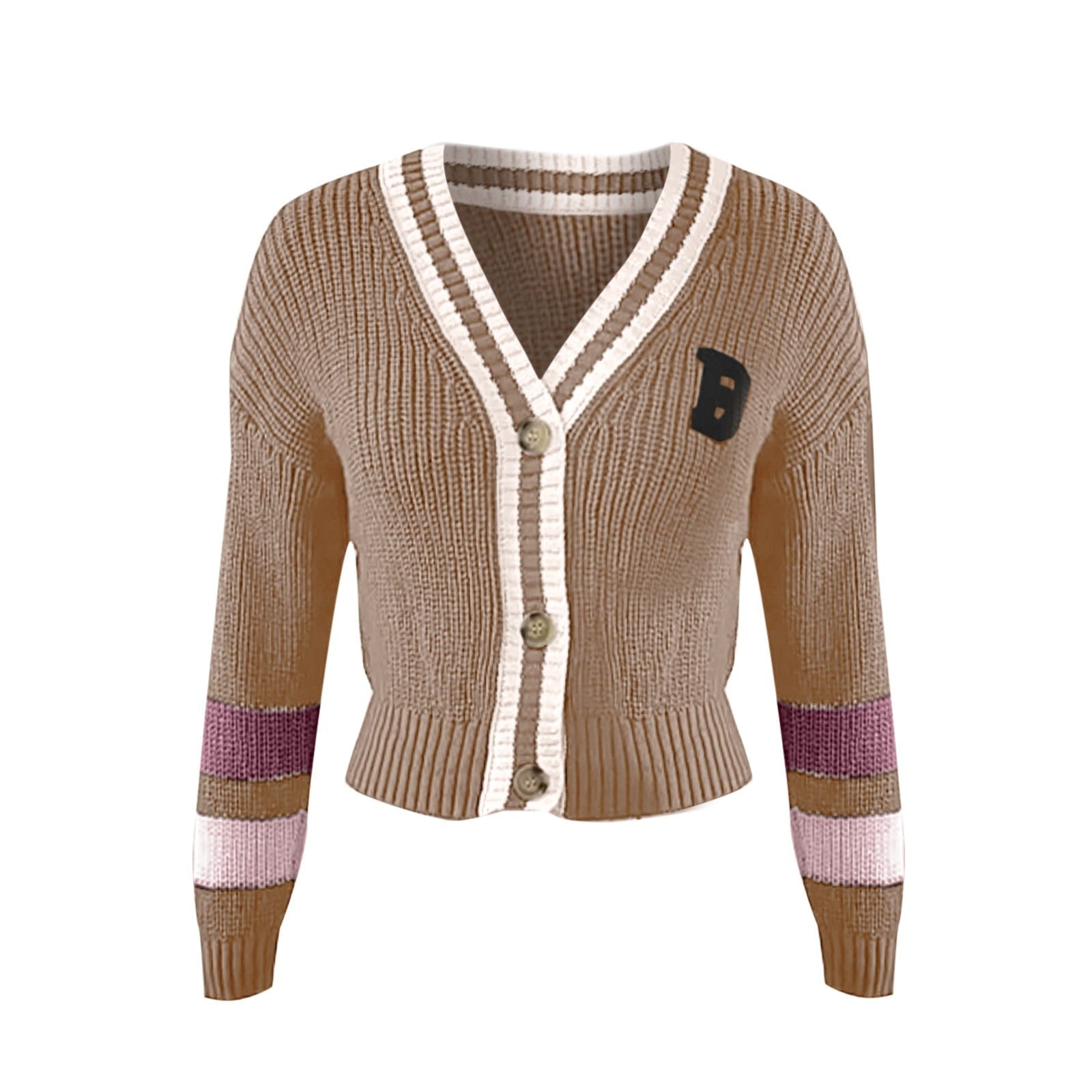 Cozy Ladies Striped Crew Neck Knit Sweater - OutfitLondon