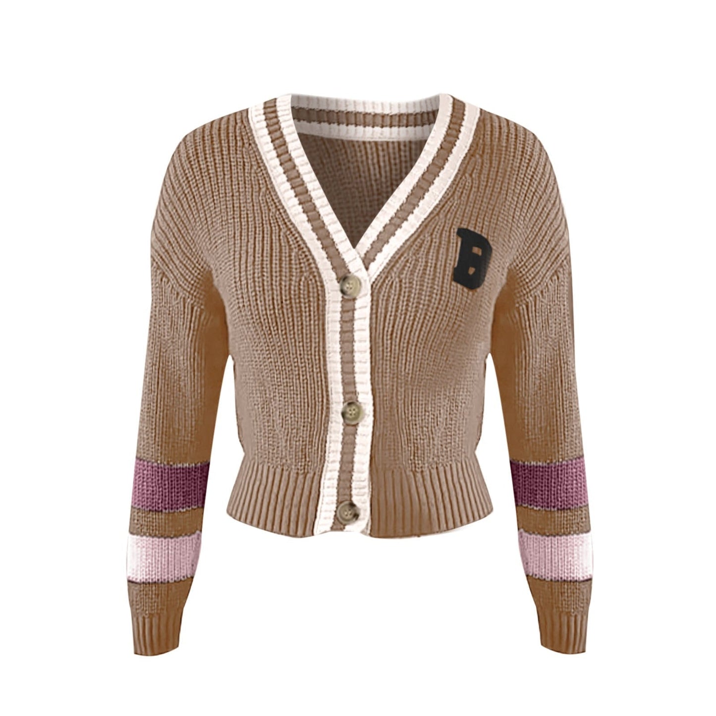 Cozy Ladies Striped Crew Neck Knit Sweater