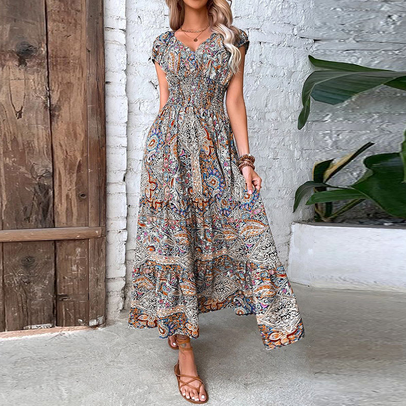 Vibrant Flower Long Summer Dress for Women