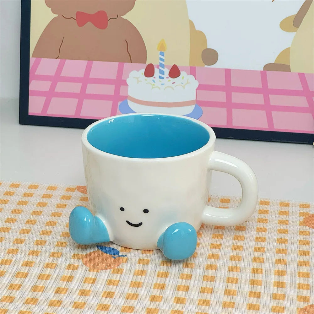 Ceramic Mug Glazed Hand Painted Playful Design
