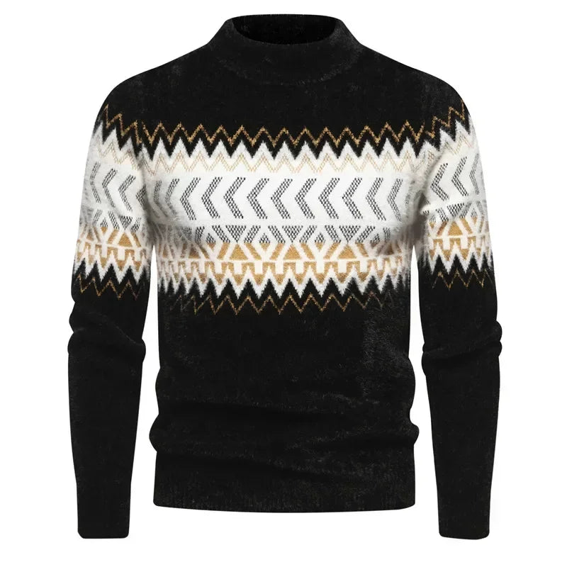 Faux Fur Crew Neck Men's Sweater