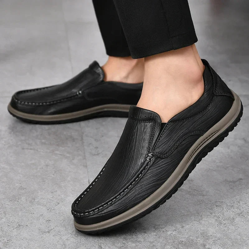 Real Leather Slip On Shoes