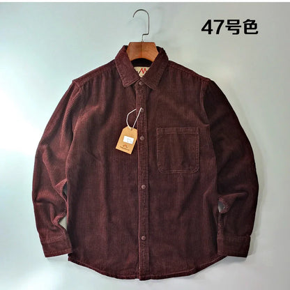 Relaxed Fit Corduroy Button Down Shirt for Men