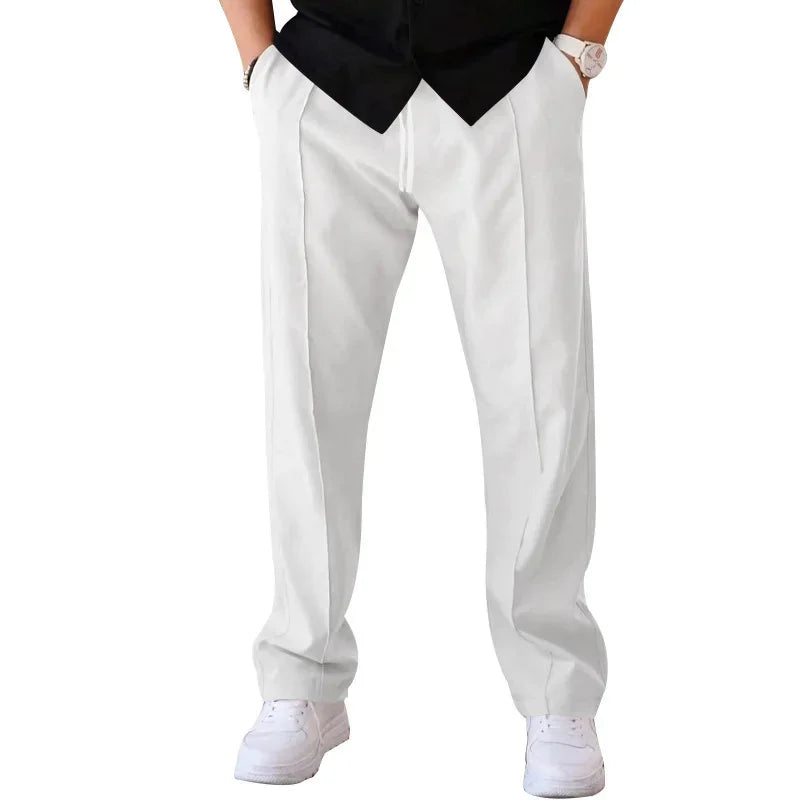 Relaxed Fit Straight Leg Elastic Waist Pants