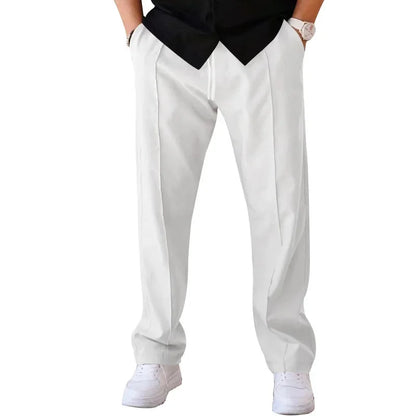 Relaxed Fit Straight Leg Elastic Waist Pants