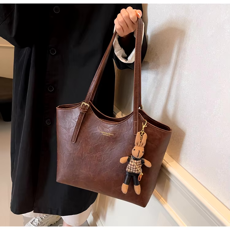 Large Natural Leather Shopping Bag