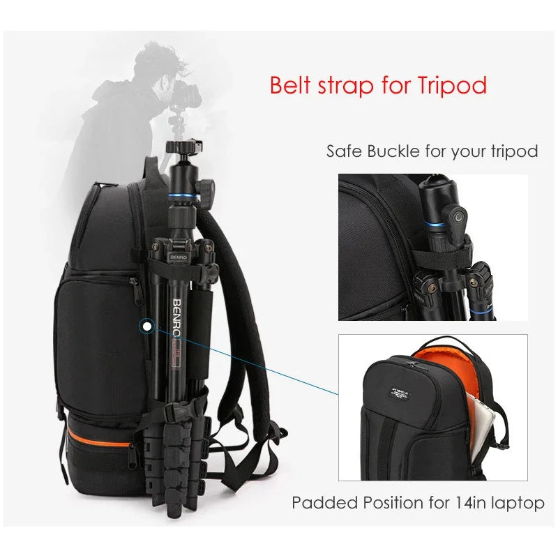 Durable Water Resistant Camera Hiking Backpack