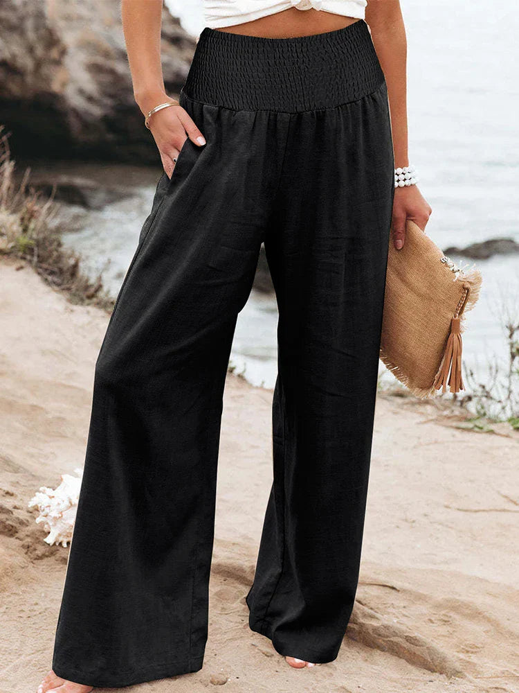 Relaxed Fit High Waisted Soft Cotton Trousers