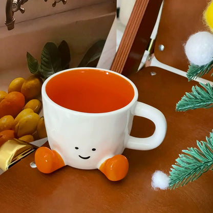 Ceramic Mug Glazed Hand Painted Playful Design