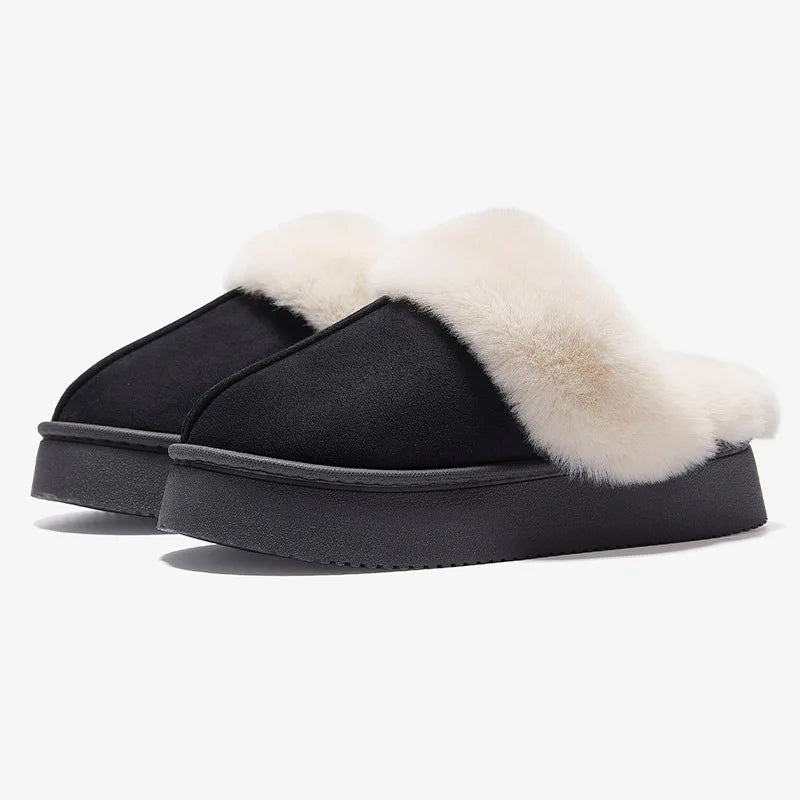 Comfortable Fleece Ladies Slippers - Warm Plush Grip Soles