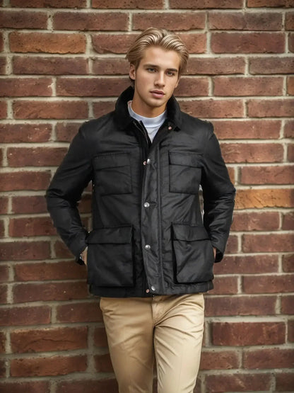 Classic Mens Bomber Jacket - Comfortable Multi Pocket Coat