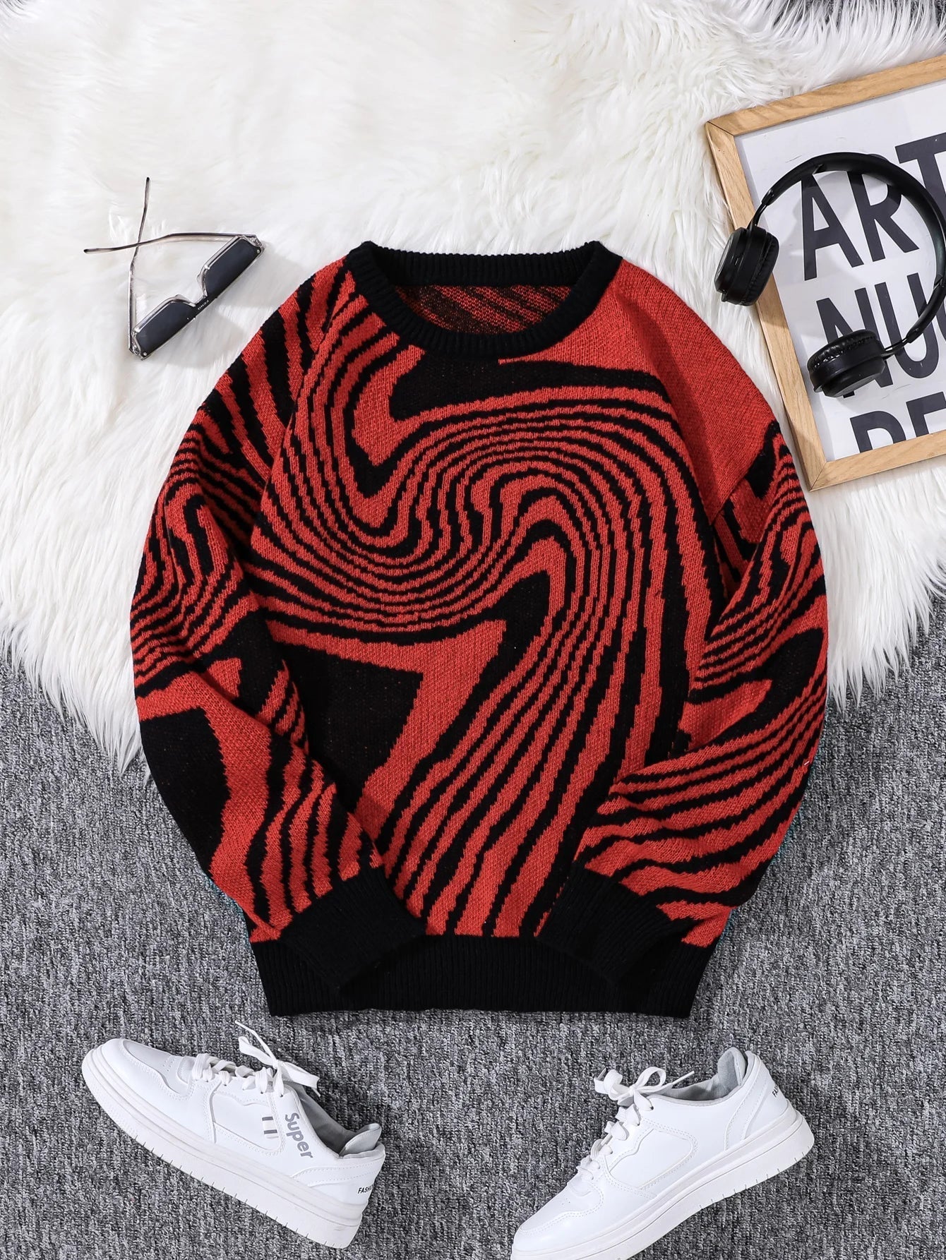 Abstract Wool Pullover Sweater