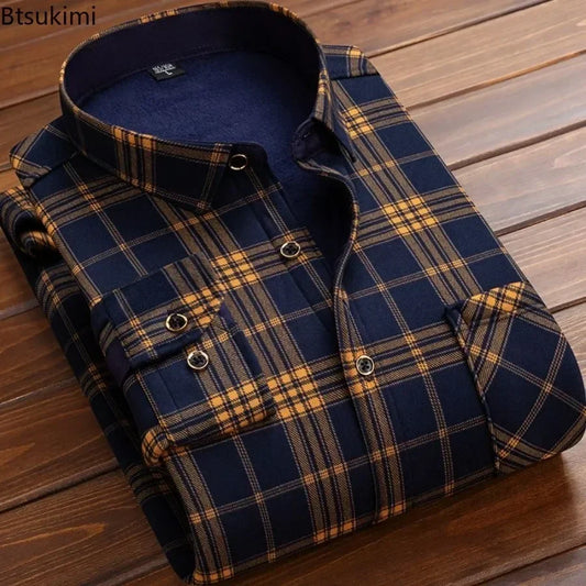 Soft Plaid Flannel Shirt for Men - Thermal Fleece Inside - OutfitLondon