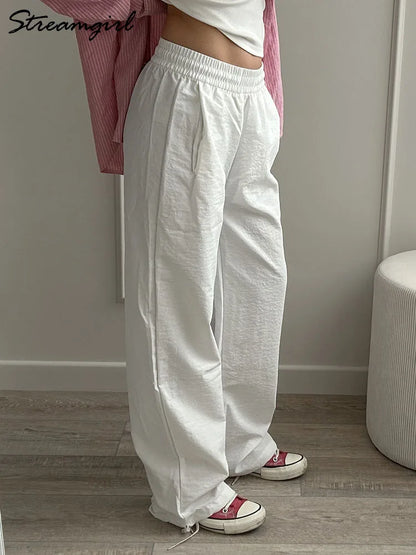 Relaxed Fit High Waisted Casual Joggers - OutfitLondon
