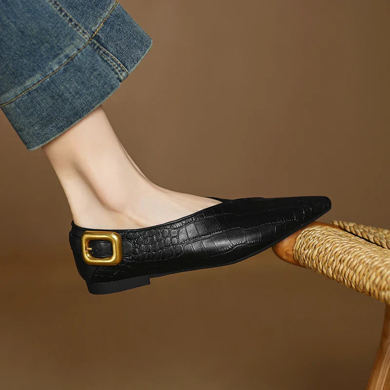Elegant Genuine Leather Dance Flats