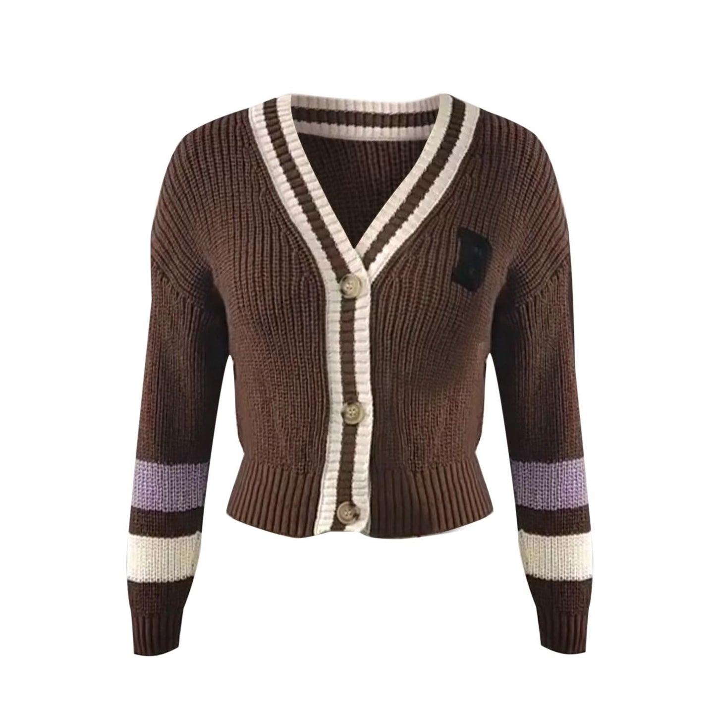 Cozy Ladies Striped Crew Neck Knit Sweater