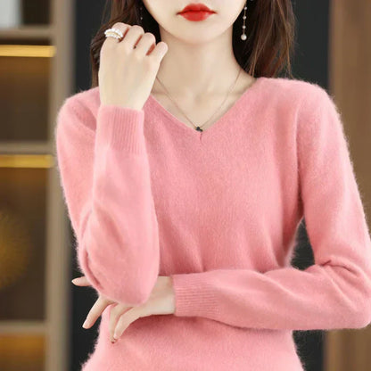 Soft Cashmere V Neck Sweater For Women Fit