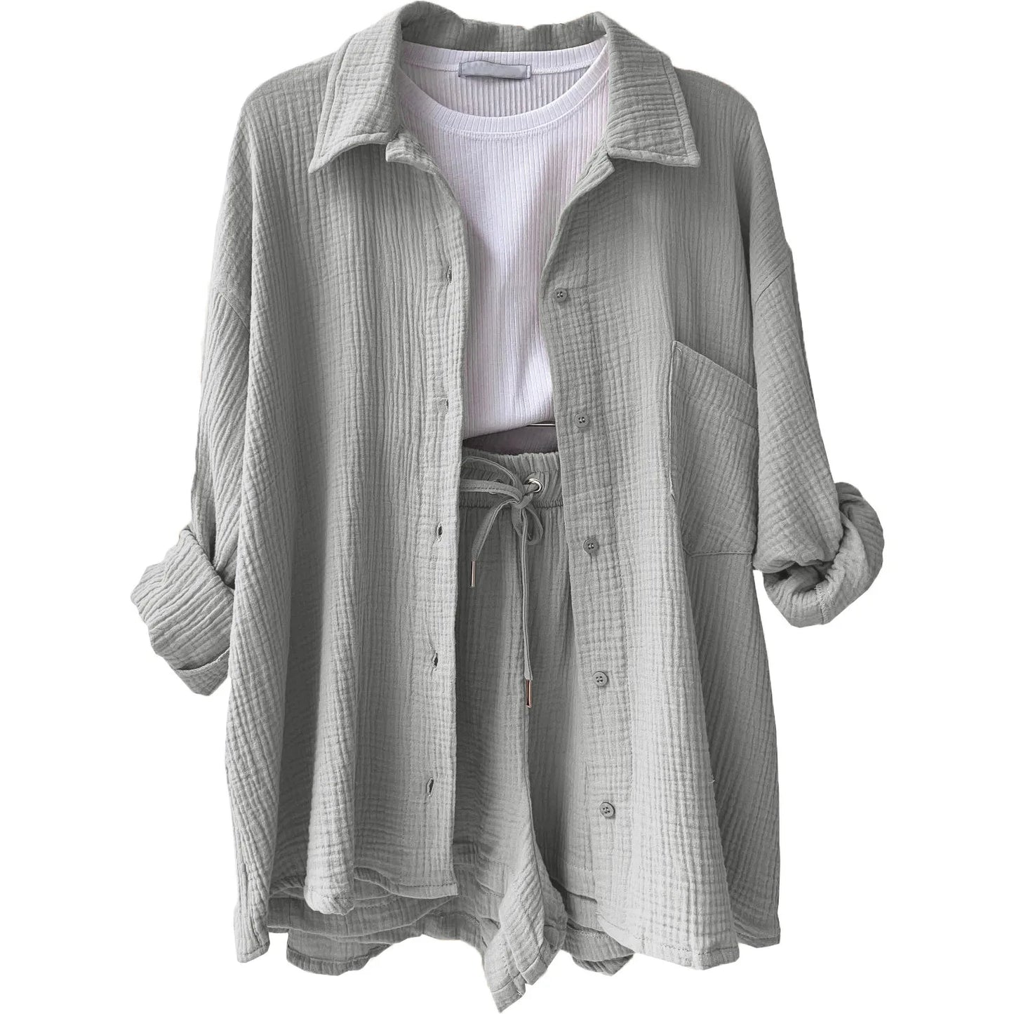 Comfy Casual Cotton Jumpsuit Set - Gentle Breathable