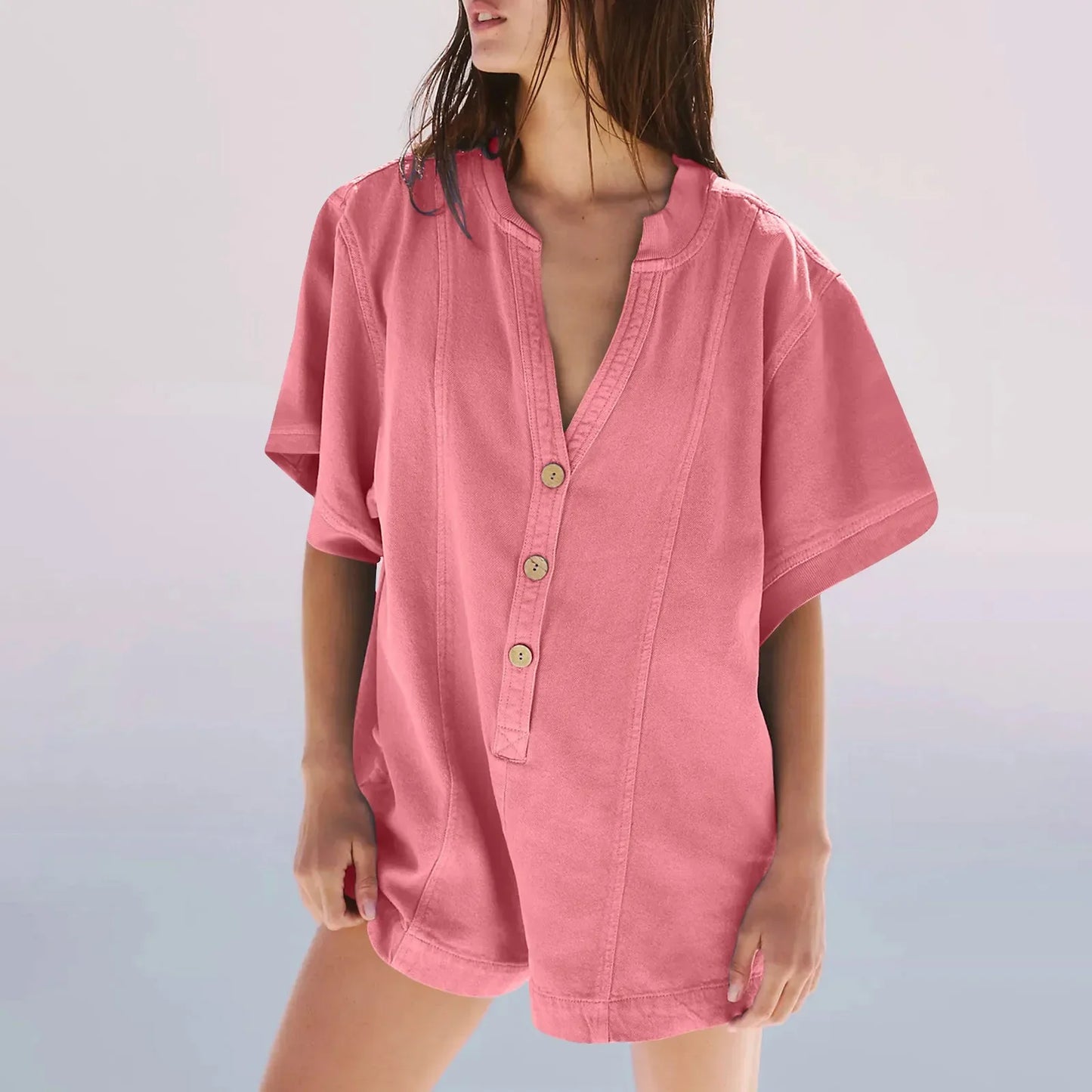 Plus Size Short Sleeve Romper - OutfitLondon