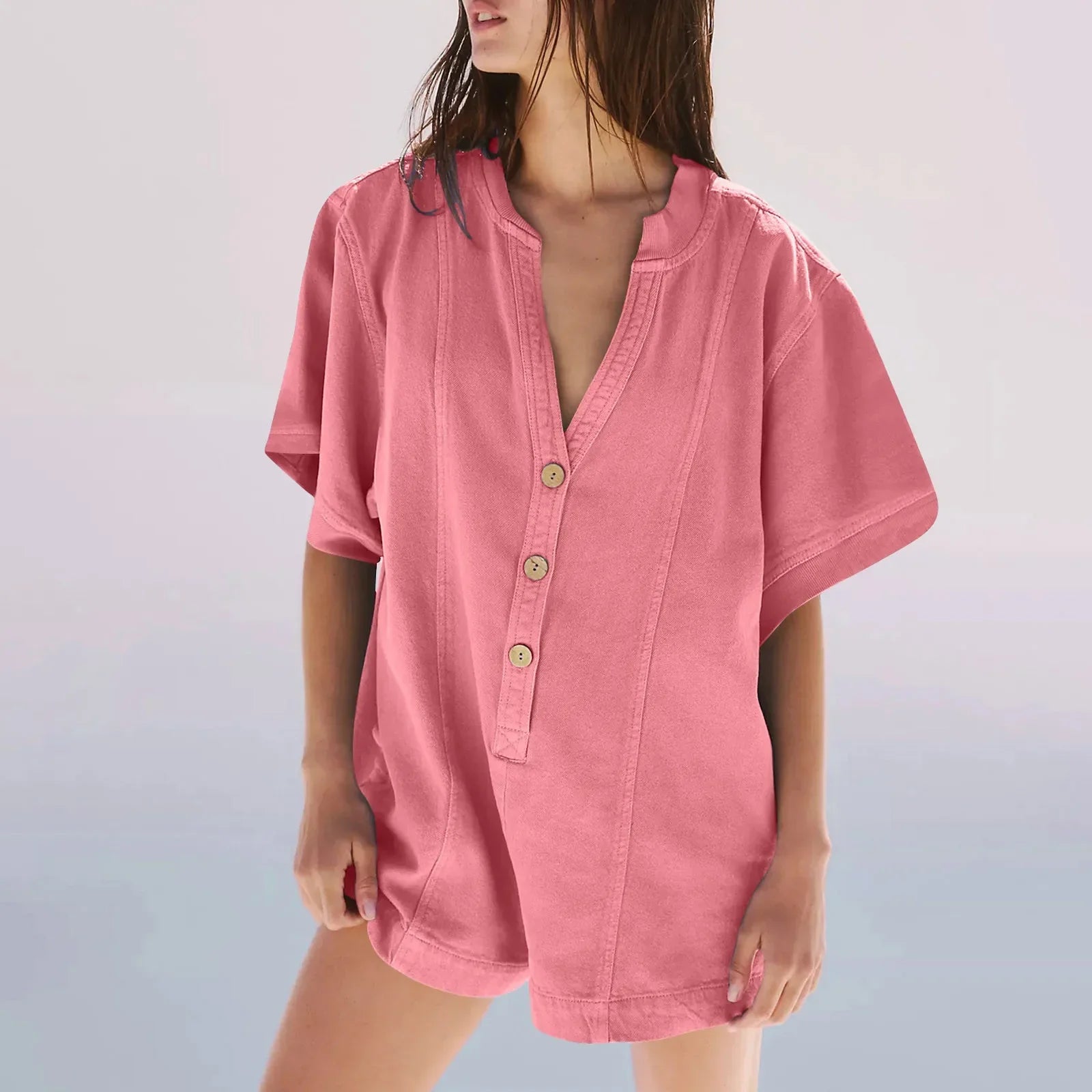 Plus Size Short Sleeve Romper - OutfitLondon