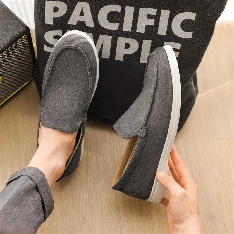 Men's Tan Leather Slip On Loafers - Soft Grip Shoes