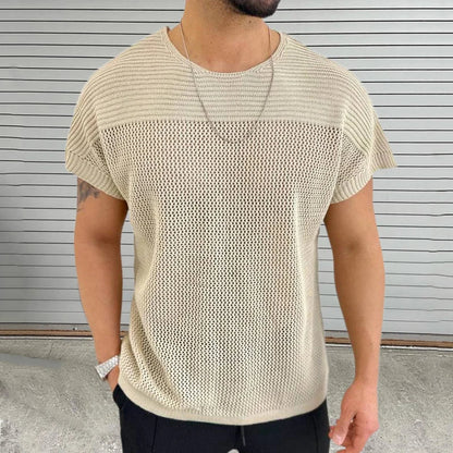 Men's Mesh Knit Tee Breathable Lightweight Grey