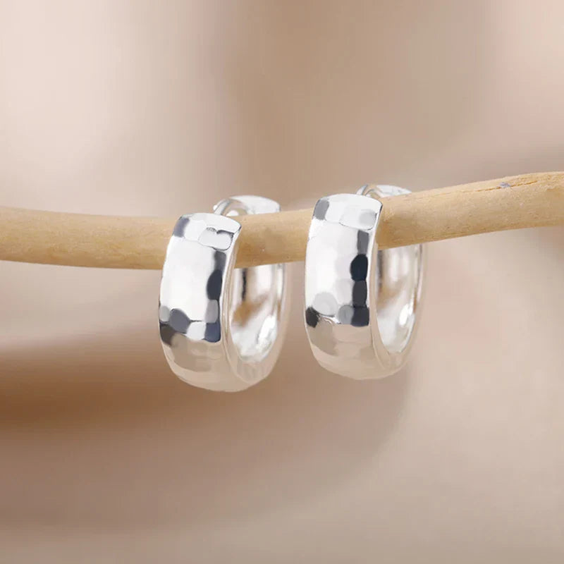 Sparkly Silver Small Huggie Earrings