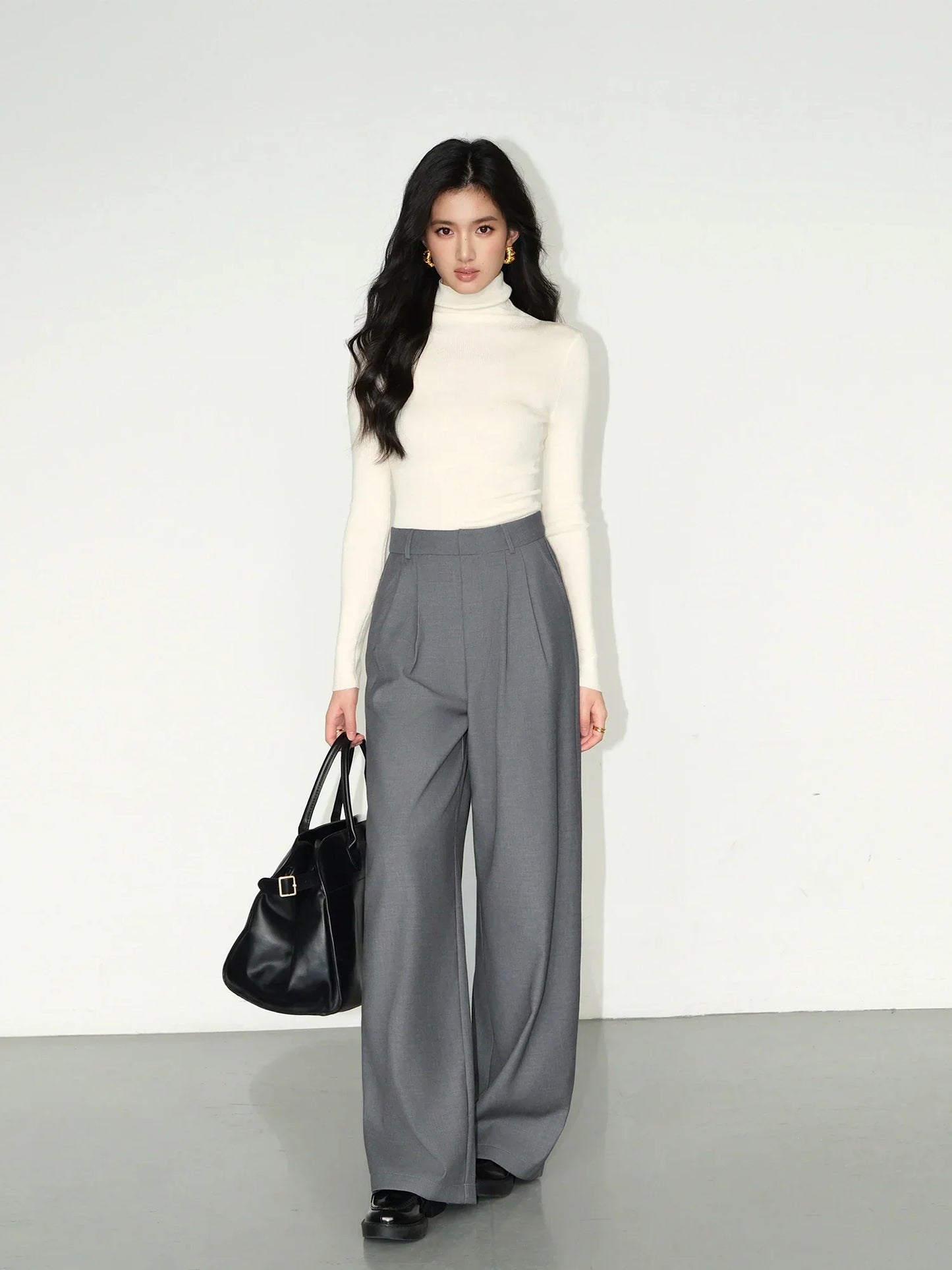 Vibrant High Waisted Loose Fit Suit Pants