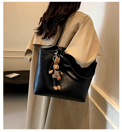 Stylish Reusable Tote Bag Vegan Leather Large Size