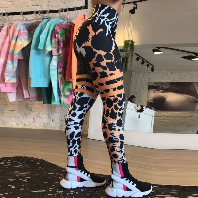 Fashionable Leopard High Waist Shaping Leggings - OutfitLondon
