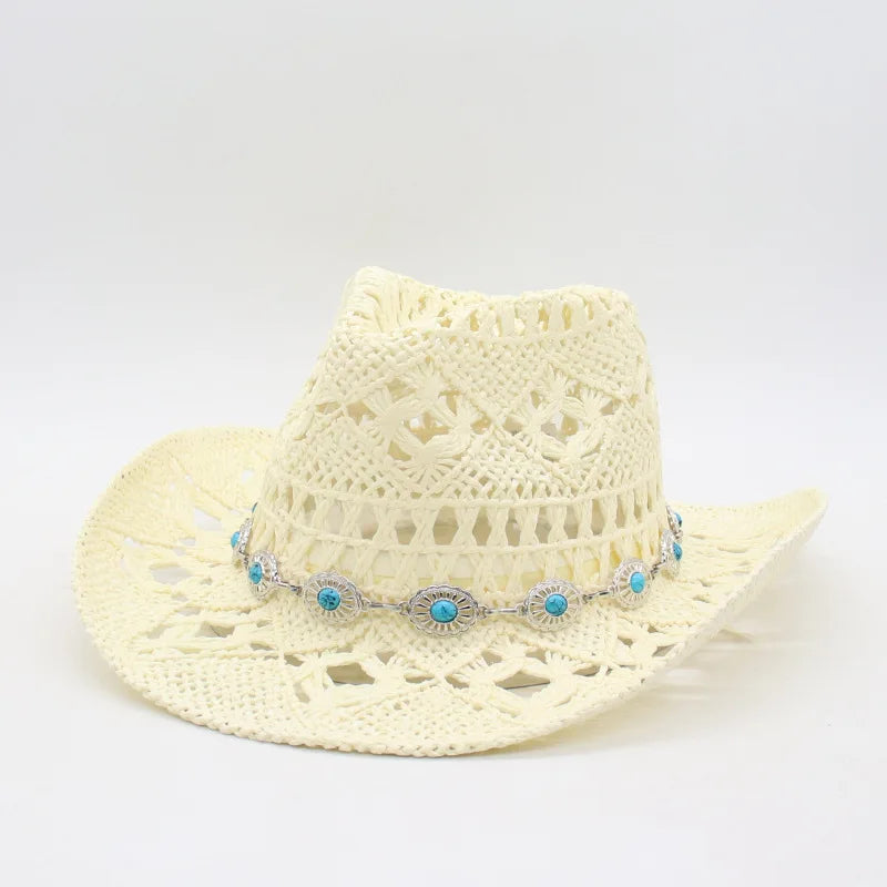 Classic Western Hat with Earthy Brown Beads