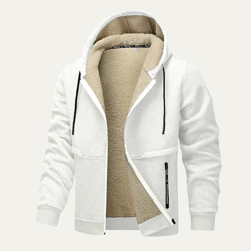 Warm Fleece Lined Men's Zip Up Hoodie
