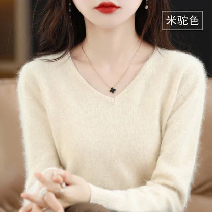 Soft Cashmere V Neck Sweater For Women Fit