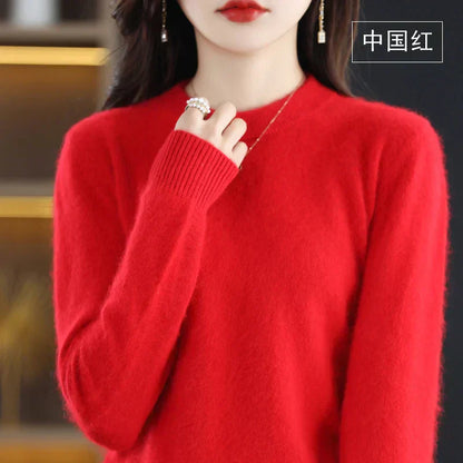 Cozy Ladies Classic Crew Neck Cashmere Sweater