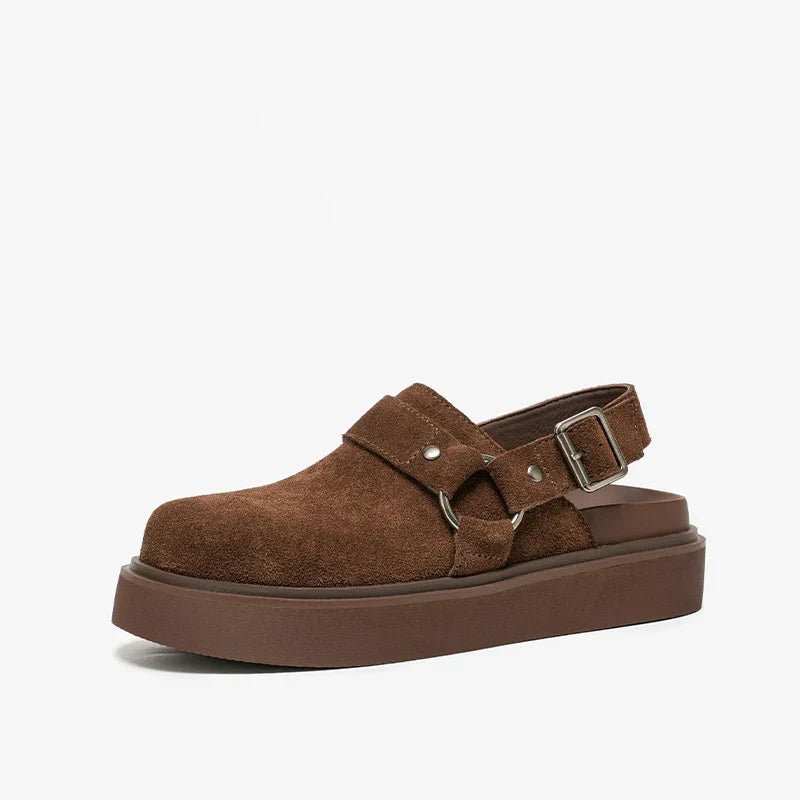 Premium Leather Sandals with Silver Buckle Accent
