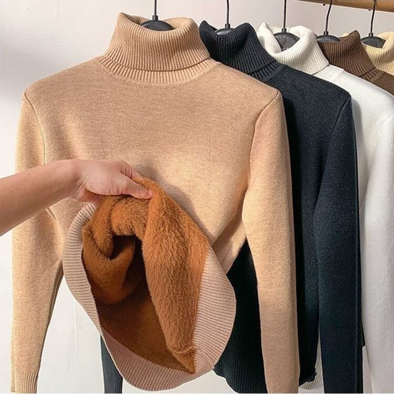 Soft Warm Cable Turtleneck Sweater