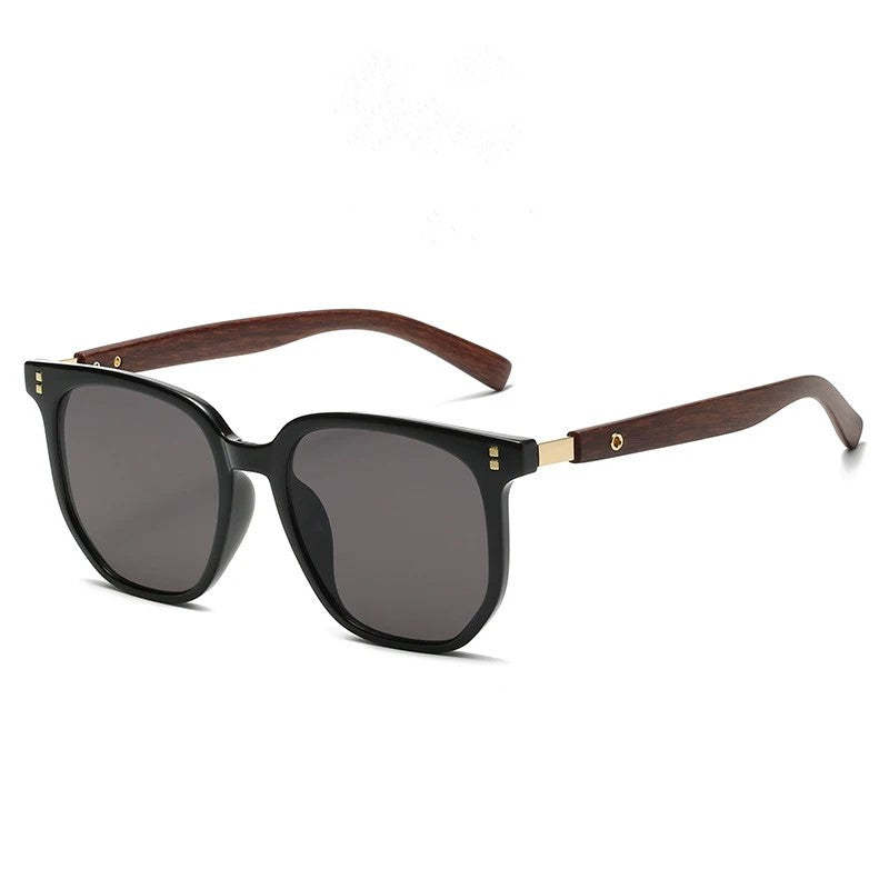 Trendy Wooden Frame Aviator Sunglasses