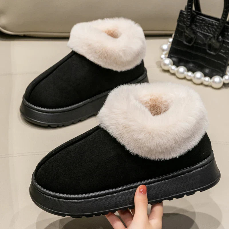 Soft Faux Fur Bootie Slippers for Women - Warm House Shoes