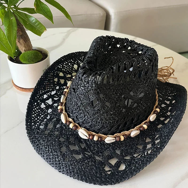 Classic Western Hat with Earthy Brown Beads