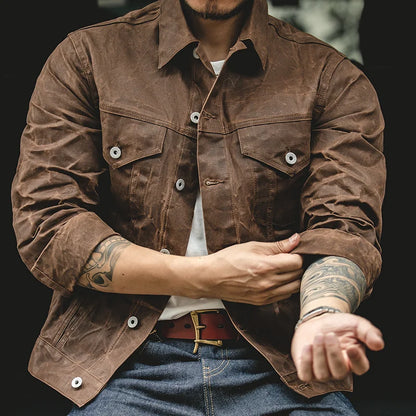 Morrison Waxed Canvas Jacket Waterproof Heavyweight Oil Wax Finish - OutfitLondon