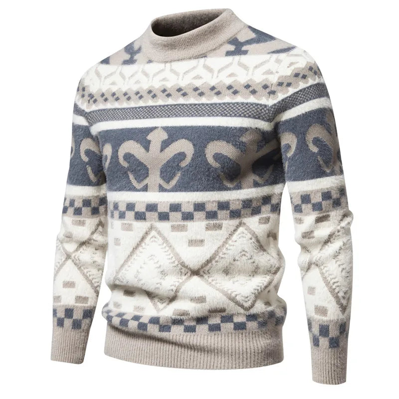 Faux Fur Crew Neck Men's Sweater - OutfitLondon