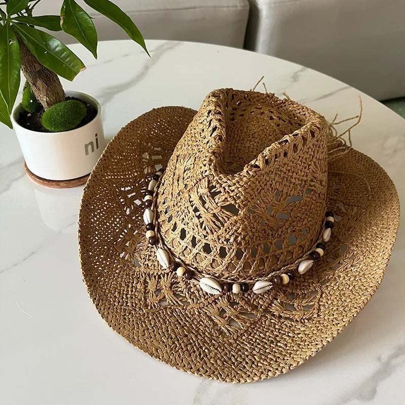 Classic Western Hat with Earthy Brown Beads