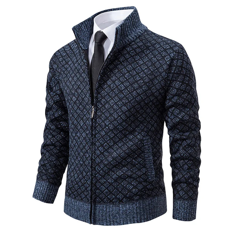 OutfitLondon Men's Cardigan Jacket Tailored Fit Full Zip