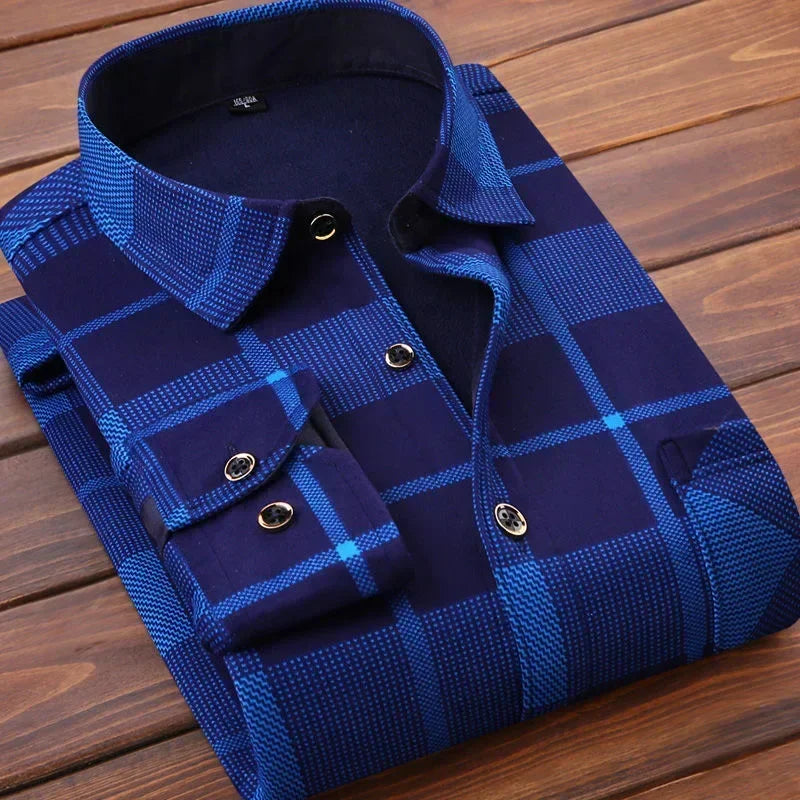 Soft Plaid Flannel Shirt for Men - Thermal Fleece Inside