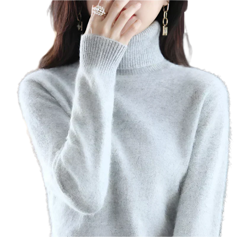 Luxurious Pure Cashmere Lady Turtleneck Jumper
