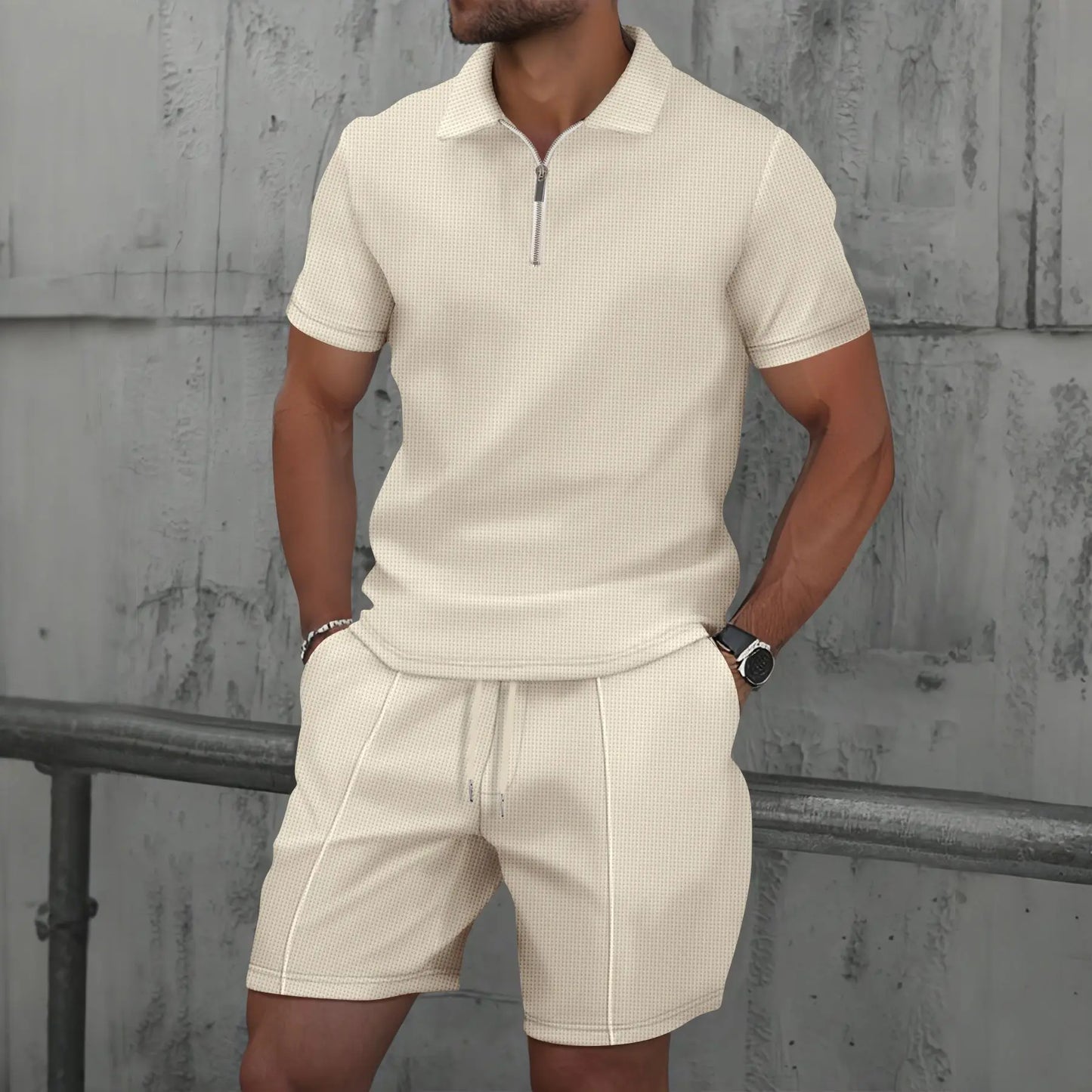 Comfortable Airy Mens Summer Short Sleeve Suit Set - OutfitLondon
