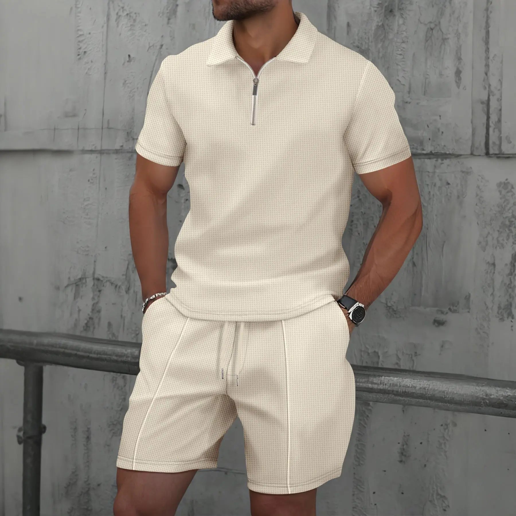 Comfortable Airy Mens Summer Short Sleeve Suit Set - OutfitLondon