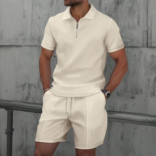 Comfortable Airy Mens Summer Short Sleeve Suit Set - OutfitLondon