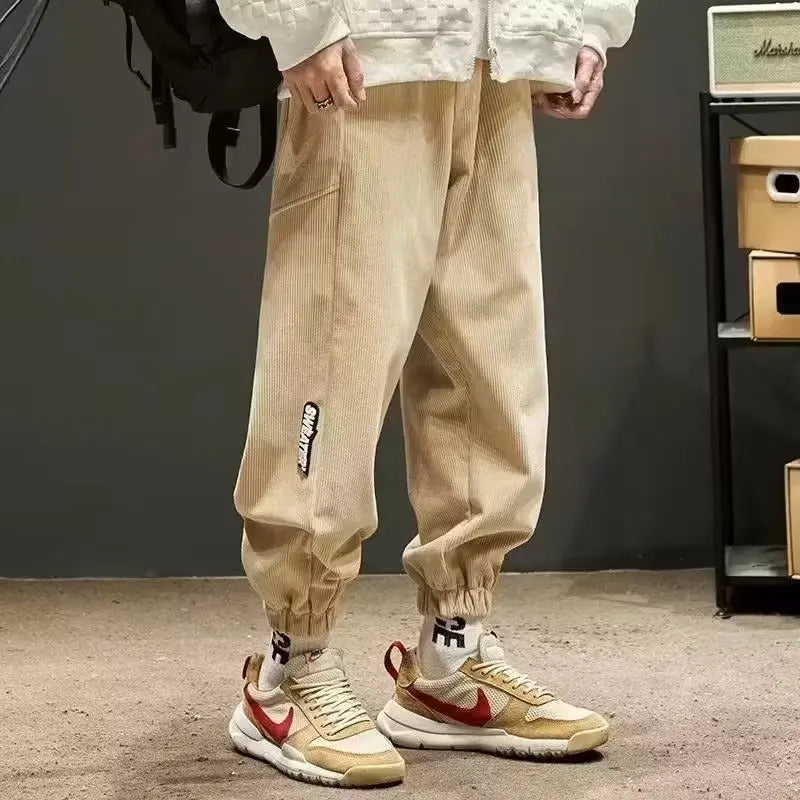 Men's Corduroy Joggers Tailored Fit Elastic Cuffs
